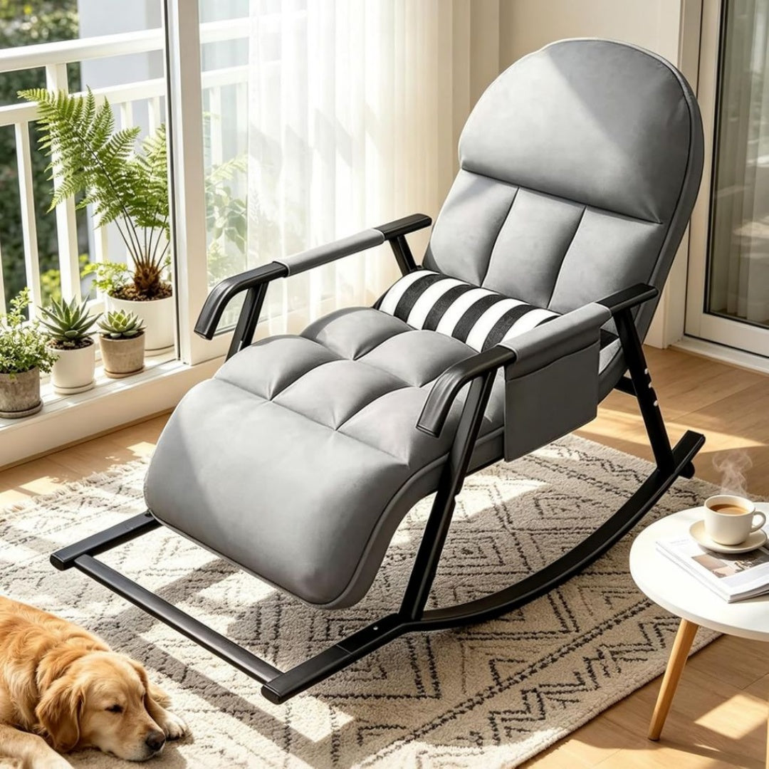 Fauteuil de Relaxation Inclinable en Tissu, Finition Gris