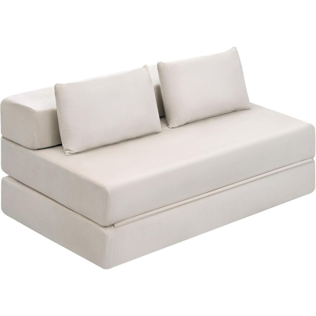 Canape Lit Convertible en Metal, Finition Beige